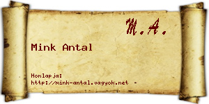 Mink Antal névjegykártya